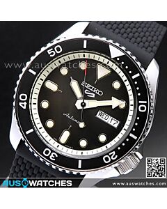 Seiko 5 Sports Black Silicone Strap 100M Automatic Watch SRPD73K2, SRPD73