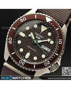 Seiko 5 Sports Brown Nylon Strap 100M Automatic Watch SRPD85K1, SRPD85