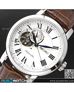 Seiko Automatic White Dial Brown Leather Mens Watch SSA231K1, SSA231