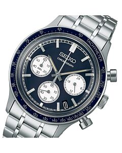 Seiko Mens Chronograph Watch with Blue Dial Quartz Watch SSB477P1