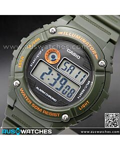 Casio Alarm Stopwatch 50M Digital Watch W-216H-3B, W216H