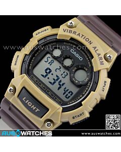 Casio 10Yrs Battery Vibration 5 alarm Brown Sport Watch W-735H-5AV, W735H