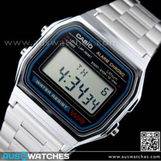 Casio Vintage Retro style Unisex Digital Watch A158WA-1DF, A158WA-1