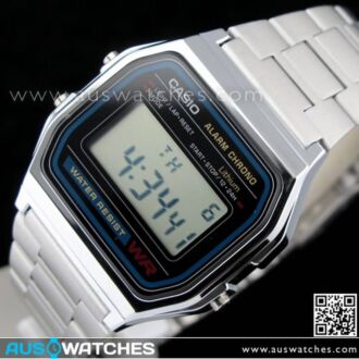 Casio Vintage Retro style Unisex Digital Watch A158WA-1DF, A158WA-1