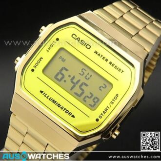 Casio Gold Vintage Mirror Face Digital Stainless Steel Unisex Watch A168WEGM-9