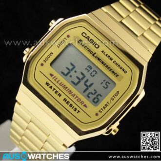 Casio Vintage Retro style Unisex Gold Digital Watch A168WG-9, A168WG