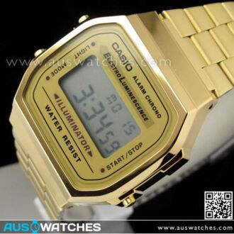 Casio Vintage Retro style Unisex Gold Digital Watch A168WG-9, A168WG