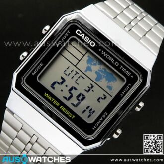 Casio World Time Alarms Digital Watch A500WA-1DF