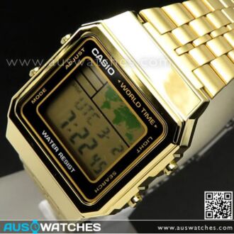 Casio World Time Alarms Digital Watch A500WGA-1DF