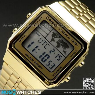 Casio World Time Alarms Digital Watch A500WGA-9DF
