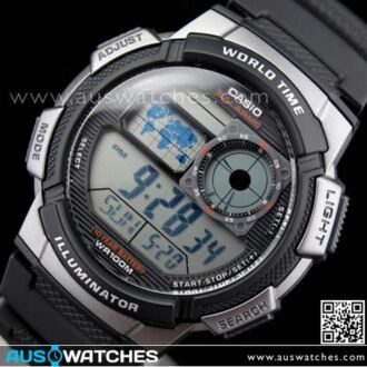 Casio Sporty Digital World Time 100M Sport Watch AE-1000W-1B, AE1000W