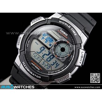 Casio Sporty Digital World Time 100M Sport Watch AE-1000W-1B, AE1000W