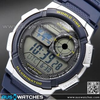 Casio Sporty Digital World Time 100M Digital Watch AE-1000W-2AV, AE1000W