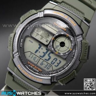 Casio Sporty Digital World Time 100M Digital Watch AE-1000W-3AV, AE1000W