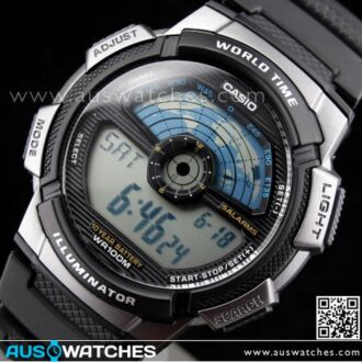Casio Men's World Time Alarm Digital Sports Watch AE-1100W-1A, AE1100W