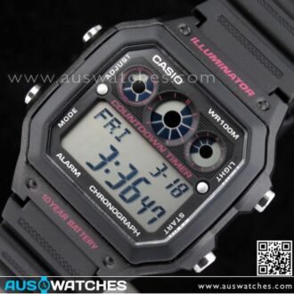 Casio 10Yrs Battery Alarm Interval Timer Watch AE-1300WH-1A2V, AE1300WH