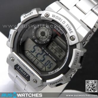Casio Digital 5 Alarms Stopwatch World time Watch AE-1400WHD-1AV, AE1400WHD