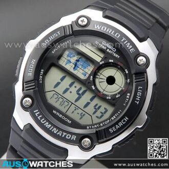Casio World time 5 Alarms 200M Digital Watch AE-2100W-1AV, AE2100W