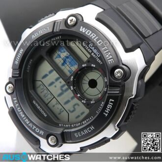 Casio World time 5 Alarms 200M Digital Watch AE-2100W-1AV, AE2100W