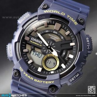 Casio Analog Digital Telememo World time Sport Watch AEQ-110W-2A, AEQ110W