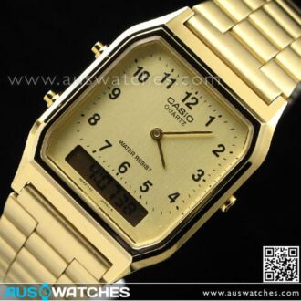 CASIO DIGITAL ANALOG VINTAGE WATCH AQ230 AQ-230GA-9B GOLD