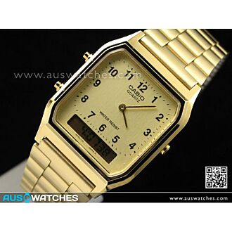 CASIO DIGITAL ANALOG VINTAGE WATCH AQ230 AQ-230GA-9B GOLD