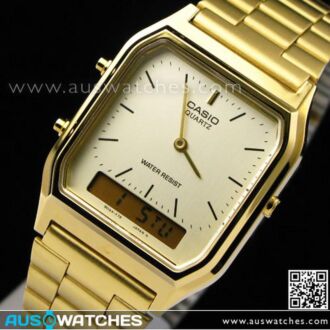 CASIO DIGITAL ANALOG VINTAGE WATCH AQ-230GA-9D, AQ230GA GOLD