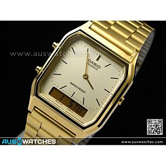 CASIO DIGITAL ANALOG VINTAGE WATCH AQ-230GA-9D, AQ230GA GOLD