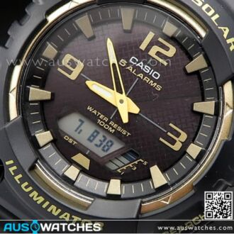 Casio Solar Powered World time 100M Black Gold Watch AQ-S810W-1A3, AQS810W