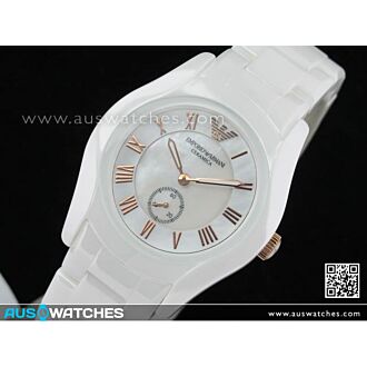 Emporio Armani Chronograph White Ladies Ceramic Watch AR1418