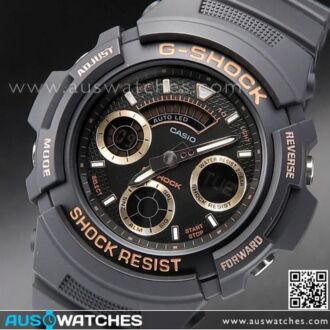 Casio G-Shock Black and Rose Gold Analog-Digital 200m Watch AW-591GBX-1A4, AW591GBX