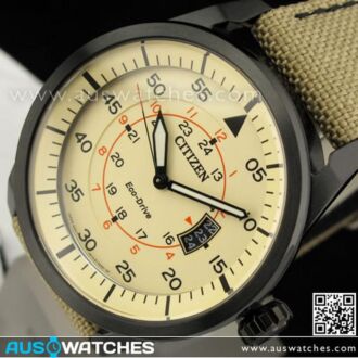 Citizen Eco-Drive Aviator Fabric Strap Mens Watch AW1365-19P