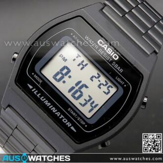 Casio Retro Design LED Backlight Black Digital Watch B640WB-1A, B640WB