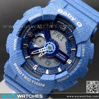 Casio Baby-G Denim Pattern Analogue Digital Limited Sport Watch BA-110DC-2A2, BA110DC