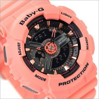 Casio Baby-G Analog Digital 100M Orange Black Sport Watch BA-111-4A2, BA111