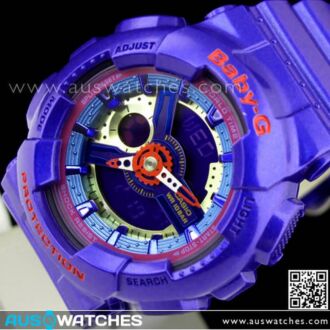 Casio Baby-G Analog Digital 100M Ladies Purple Blue Sport Watch BA-112-2A, BA111