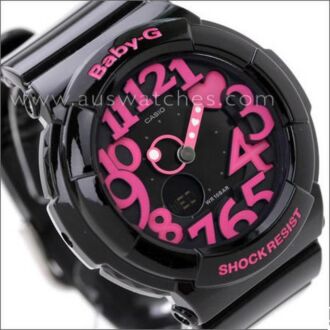 Casio Baby-G Black Neon Illuminator Alarm Watch BGA-130-1B BGA130