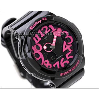 Casio Baby-G Black Neon Illuminator Alarm Watch BGA-130-1B BGA130