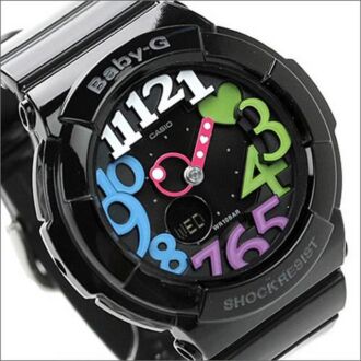 Casio Baby-G Black Neon Illuminator Alarm Watch BGA-131-1B2, BGA131