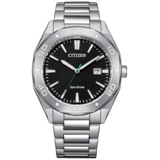 Citizen Eco-Drive Black Dial 100M Stainless Steel Watch BM7631-52E