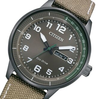 Citizen Eco-Drive Military Style Brown Dial Mens Watch BM8595-16H