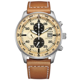 Citizen Eco-Drive Chronograph Leather Strap Watch CA0880-15X