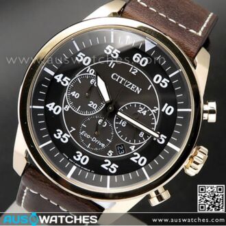 Citizen Eco-Drive Aviator Chronograph 100m Leather Strap Watch CA4213-00E