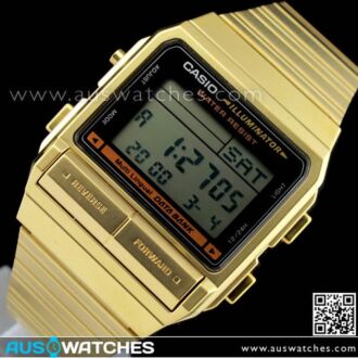 Casio Vintage Style Data Bank Golden Digital Watch DB-380G-1, DB380G