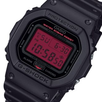 Casio G-Shock Black and Bold Red Digital Resin Watch DW-5600BBR-1