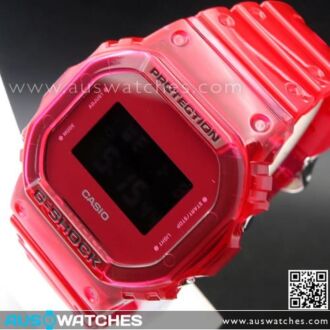 Casio G-Shock Color Skeleton Red Jelly Clear Watch DW-5600SB-4, DW5600SB