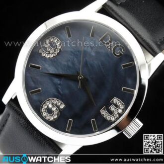 D&G Pose Ladies' Black Dial Leather Strap Watch DW0689
