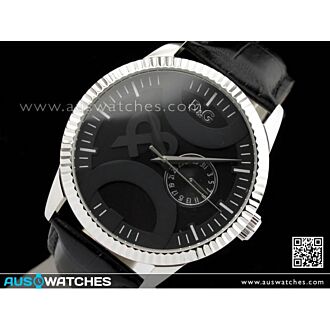 D&G Twin Tip Black Leather Strap Mens Watch DW0696