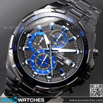 Casio Edifice Black Blue Ion Plated Mens Watches EFR-539BK-1A2V, EFR539BK