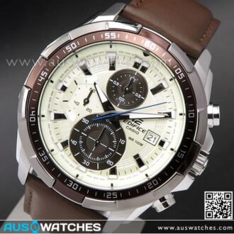 Casio Edifice Chronograph Genuine Leather Band Mens Watches EFR-539L-7BV, EFR539L